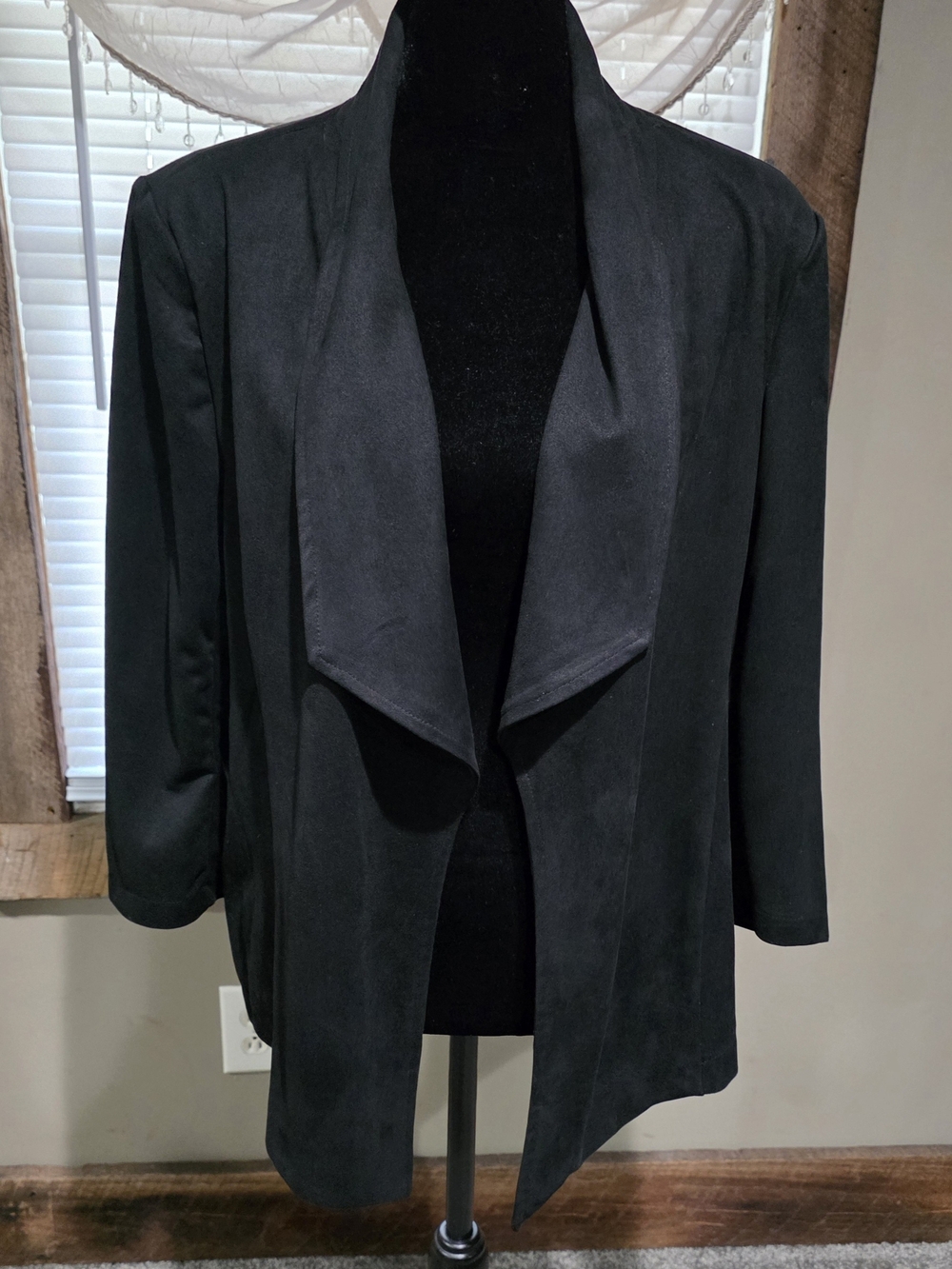 Covington Black Draped Open-Front Blazer